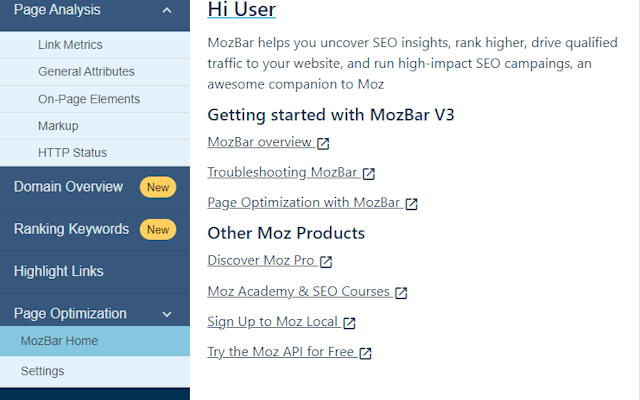 MozBar Google Chrome Extension SEO Tool