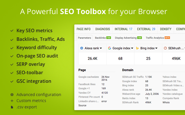 SEOquake Google Chrome Extension Tool SEO Tool